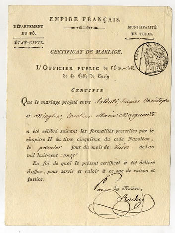 Certificat de Mariage