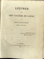 <strong>Lettres sur les Vallées de Lanzo.</strong>
