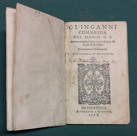<strong>Gl'inganni, commedia del signor N.S. recitata in Milano l'anno 1547.</strong>
