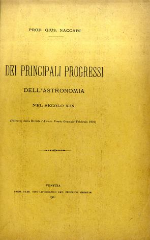 Dei principali progressi dell'astronomia nel secolo XIX